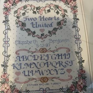DIMENSIONS VTG Counted Cross Stitch Kit # 3811 UNITED HEARTS Wedding Record New.